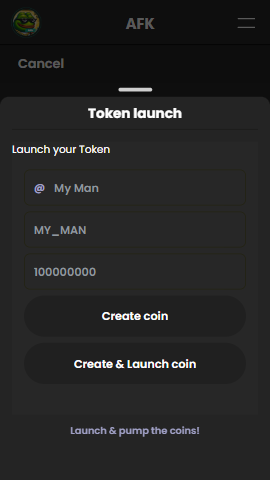 Create your token and launch